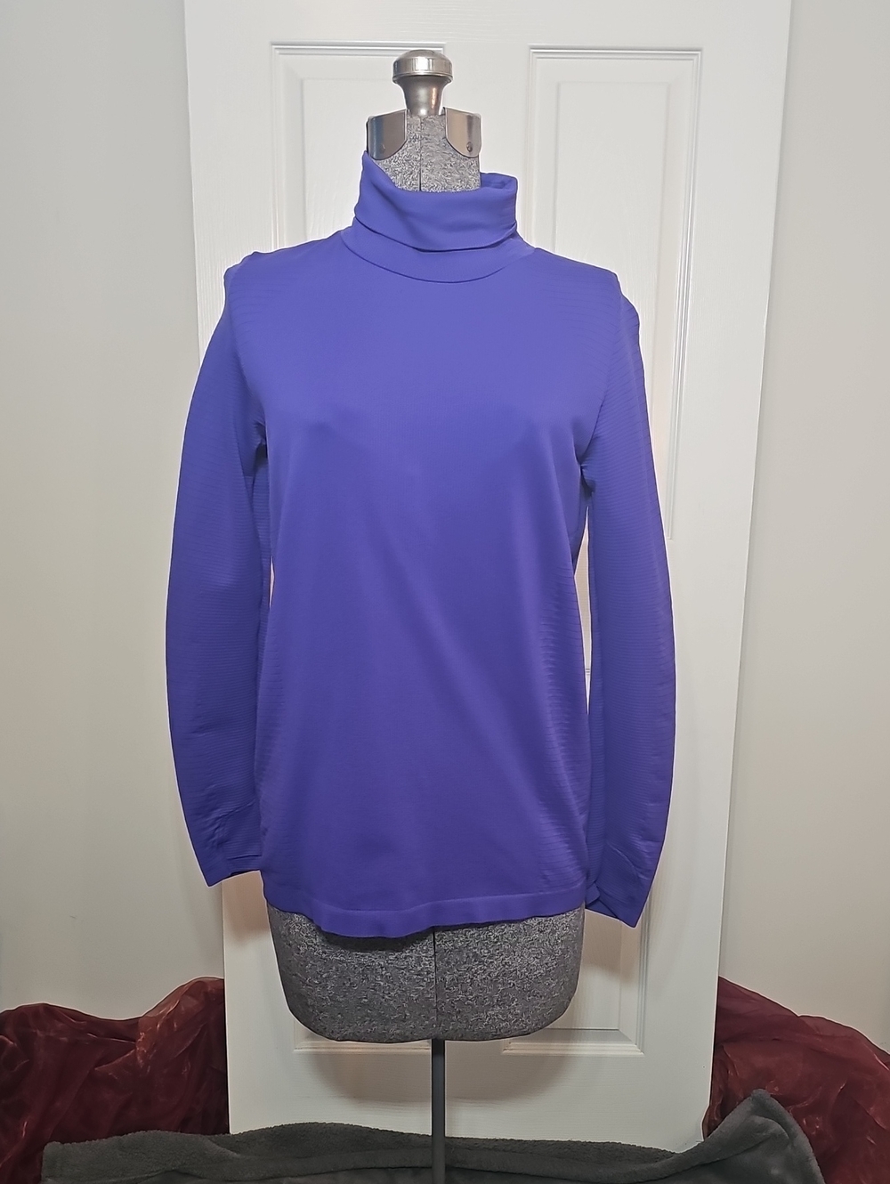 ATHLETA Flurry Blizzard Rib Turtleneck Blue Pullover Layer Size XL